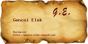 Gencsi Elek névjegykártya